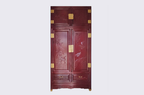 大田高端中式家居装修深红色纯实木衣柜